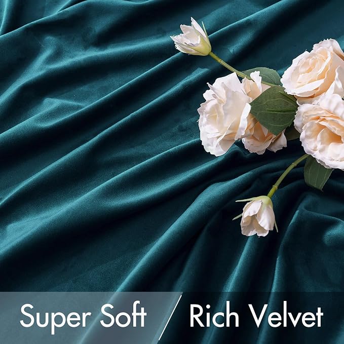 MIULEE Peacock Blue Velvet Blackout Curtains 52x108 inches 2 Panels | Luxury - Image 4