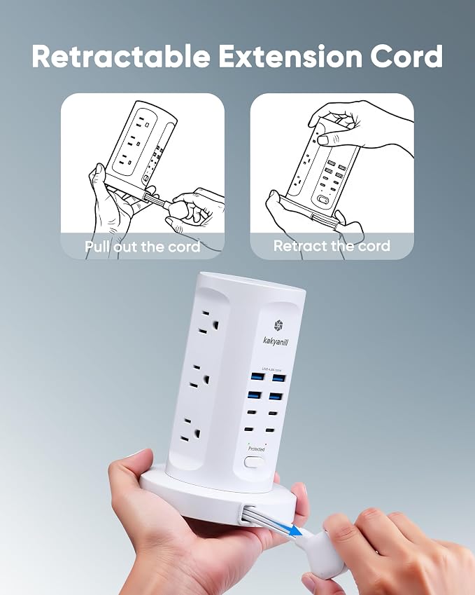 Kakyanill 30W USB Charging Station, Power Strip Tower - Image 2