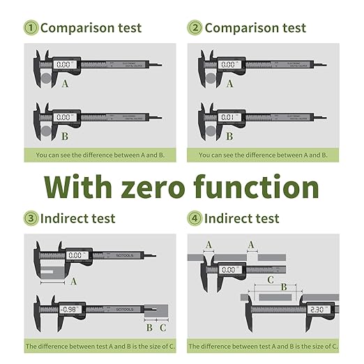 SCITOOLS Digital Caliper 0-8" Measuring Tool with Metal Ruler, Micrometer Caliper with Auto-Off Feature, Interchangeable Between inches and millimeters for DIY/Household and 3D Printing, Black