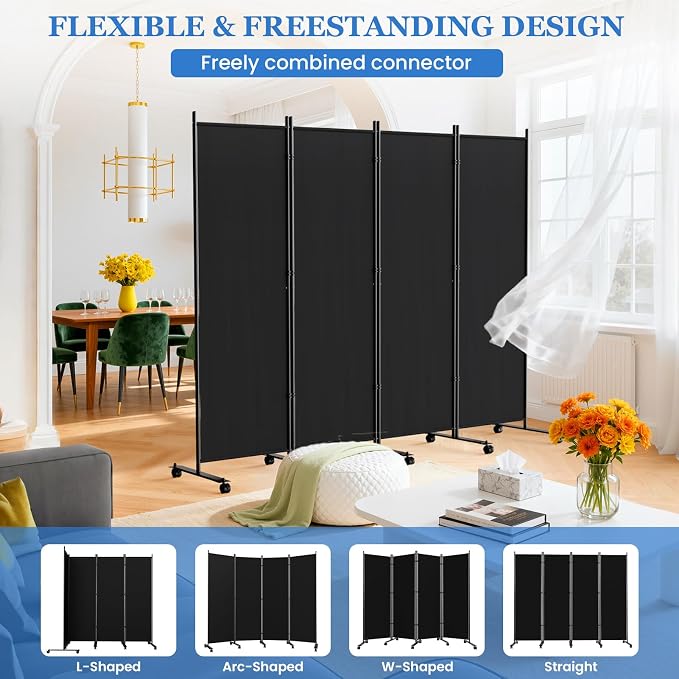 SUNALLY Room Divider Privacy Screens, 8 Panels Dividers - Image 4