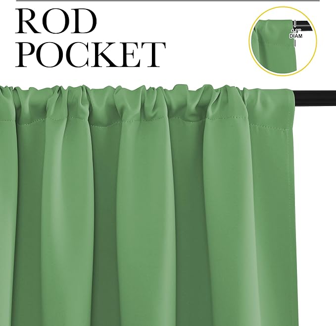 NICETOWN Blackout Curtains for Living Curtains, Froest Green, 2 Panels - Image 2