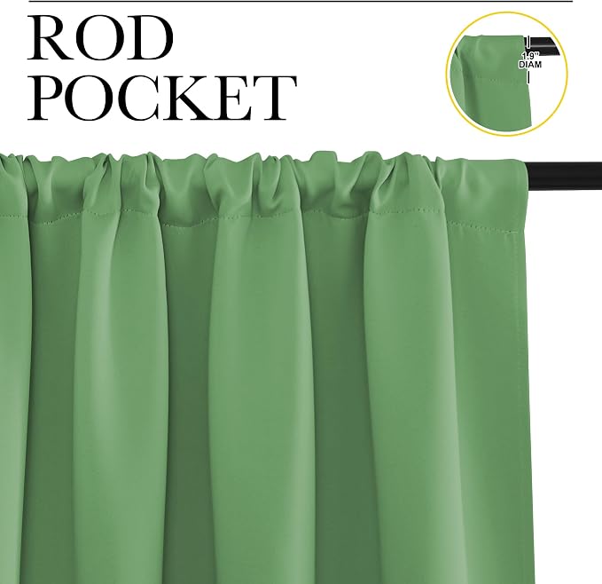 NICETOWN Blackout Curtains for Bedroom, Froest Green, 1 Pair, 62 by 63-inch - Image 2