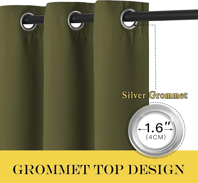 NICETOWN Olive Green Blackout Curtains - Image 6