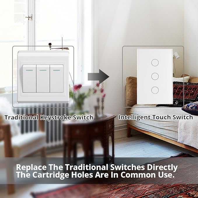 WiFi Smart Wall Light Switch Glass Touch Panel Wireless Remote Control by Mobile APP Anywhere Compatible with Alexa,Timing Function No Hub Required (Wall Switch 1 Gang).
