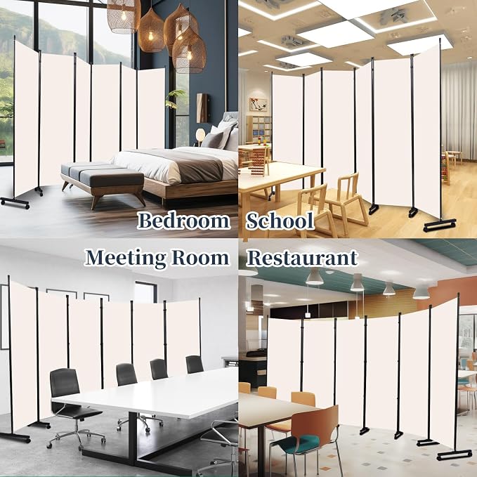 Room Divider 6 Panel-132''Wide Folding Privacy Screen, Large Partition Wall | - Image 7