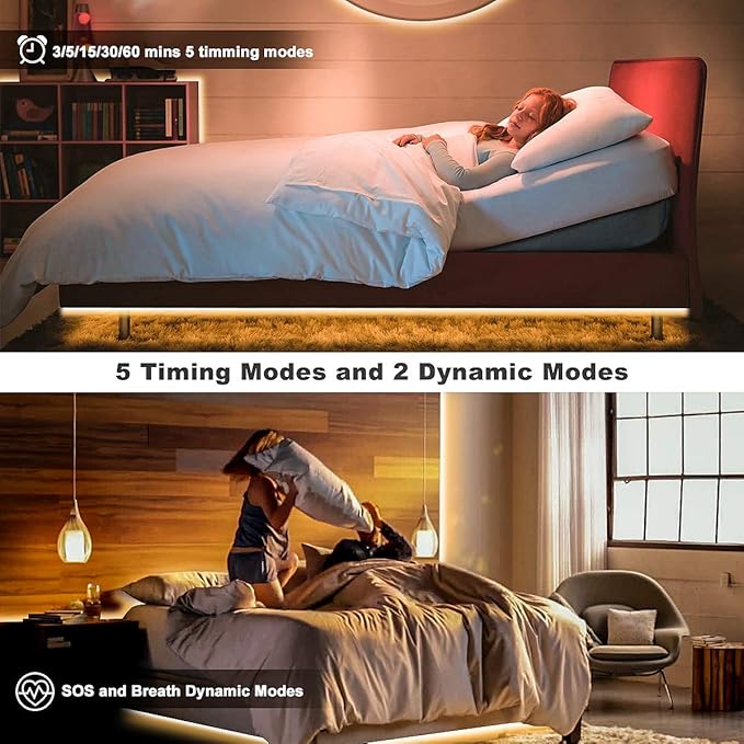 MY BEAUTY LIGHT LED Strip Lights Warm White, 50.5ft Dimmable LED Light Strip with RF Remote, 24v Plug-in Adhesive Rope Lights with Timing Mode for Living Room Bedroom Kitchen