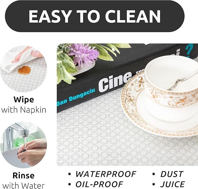 RAY STAR 12X120 Inch Shelf Liner for Kitchen Cabinets, Non-Adhesive Cabinet Liner Washable, PVC Drawer Liner for Dresser Non-Slip Bathroom (White Circle)(4 Roll)