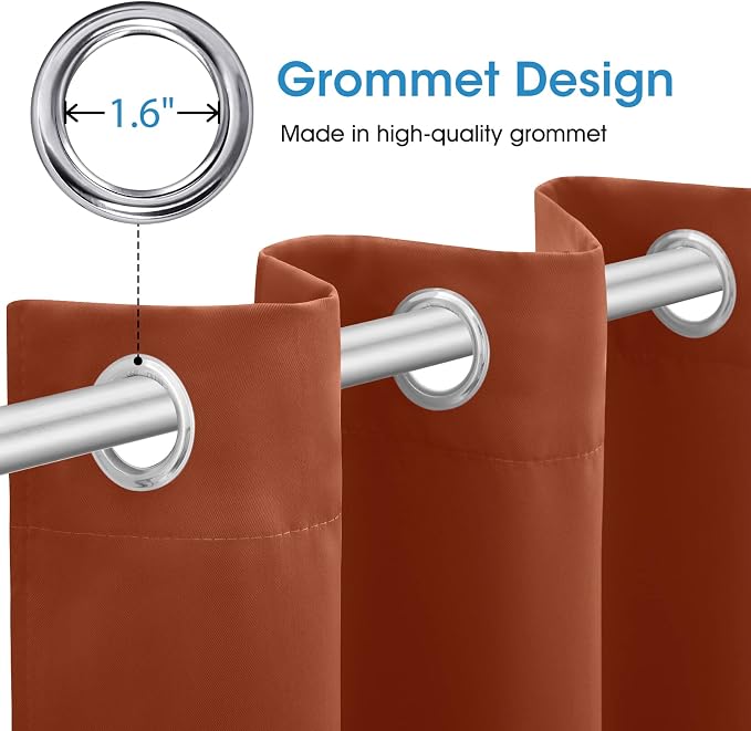 HOMEIDEAS Burnt Orange Blackout Curtains 52 X 84 inches Long 2 Panels Room - Image 4