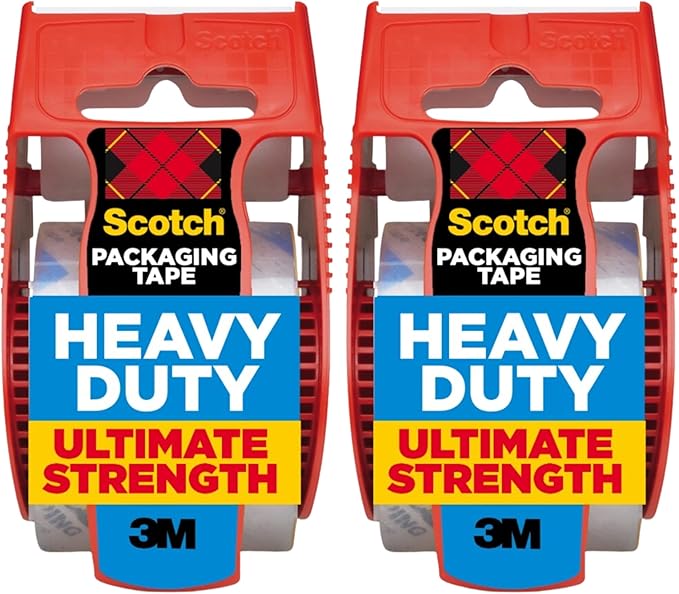 Scotch Heavy Duty Packaging Tape, 2 Inches x 800 Inches, Clear - 2 Count