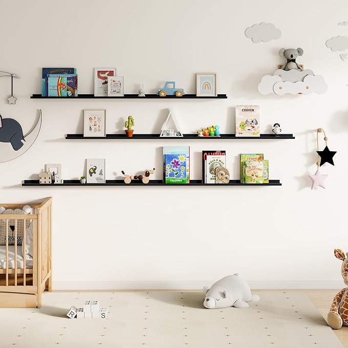 Floating Picture Ledge Shelves for Wall Set of 2, 72 Inches Picture Ledge Shelf - Image 7