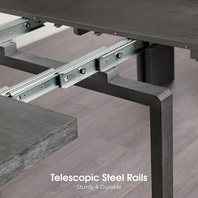 Transformer Table - Solid Wood Extendable Dining Table, Seats 2-12, Extendable Dining Room Table, Space-Saving Furniture, Expandable Dining Furniture (Dark Grey, Table Only)