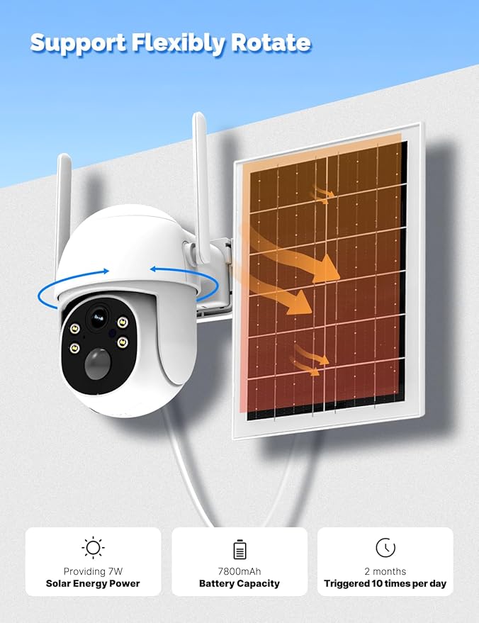MOES 4G LTE Cellular Security Camera with 360-Day Unlimited VSIM Data, No WiFi Security Camera Solar Powered, Remote Monitoring, Motion Sensor, 2K Wireless Outdoor Surveillance, 360° Viewing