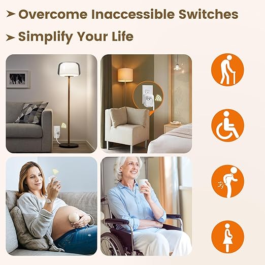 SURAIELEC Wireless Light Switch Remote Control Outlet, No Wiring Needed, 100ft RF Range, Pre-Programmed, Expandable Keychain Remote Switch Kit for Lamps, Fans, Christmas Trees, Small Appliances