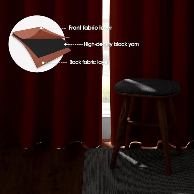 HOMEIDEAS Blackout Curtains for Bedroom 52 X 63 Inch Length 2 Panels Set Burnt - Image 3