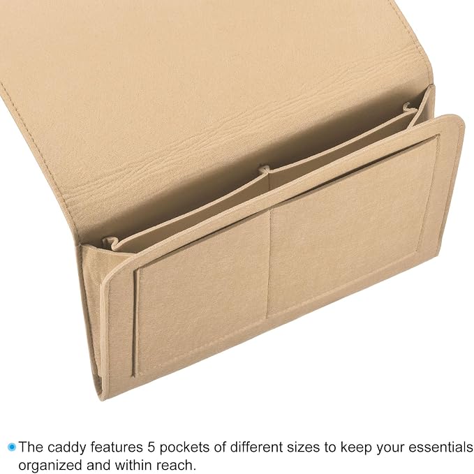 PATIKIL 13in Bedside Caddy, Bed Caddy Bedside Organizer Hanging 5 Pocket Soft - Image 3
