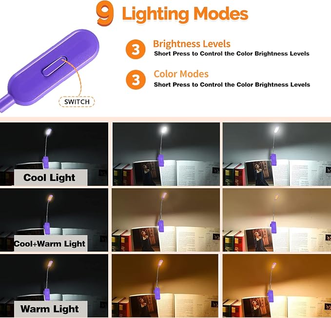 VAVOFO Rechargeable Book Light for Reading in Bed Kids, 7 LED Reading Light - Image 3