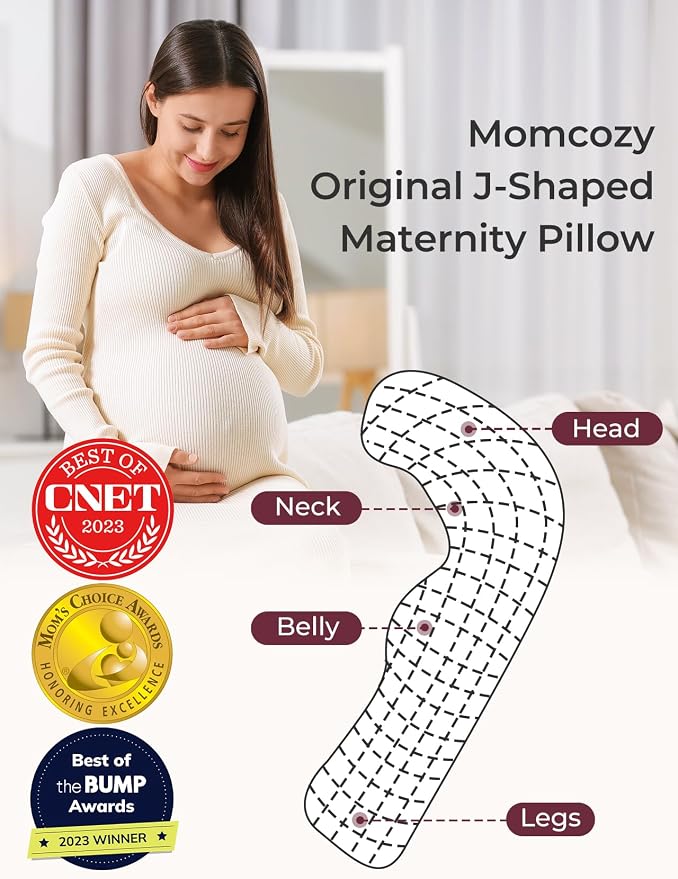 Momcozy J Shaped Pregnancy Pillow, Maternity Body Pillow - Image 2