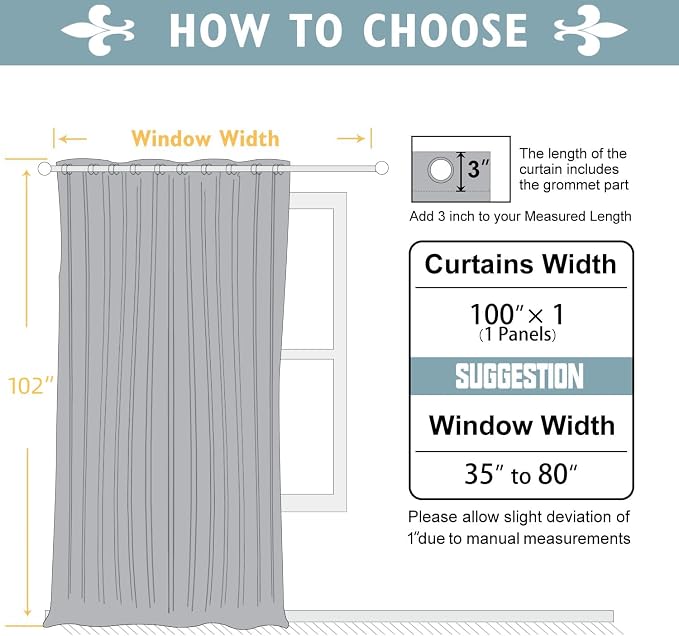 ChrisDowa Room Divider Curtains Long Sliding Door Curtain, Sky Blue | 100W x - Image 7