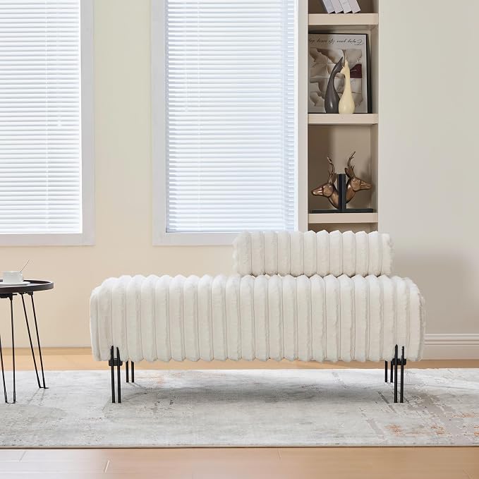 KEIKI 49.6" Upholstered Sofa End of Bed Bench Ottoman Footrest, Mini Loveseat - Image 4