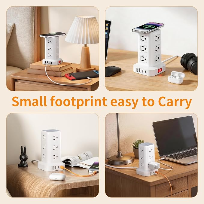 Extension Cord with Multiple Outlets, SMALLRT Power Strip Tower, Outlet - Image 8