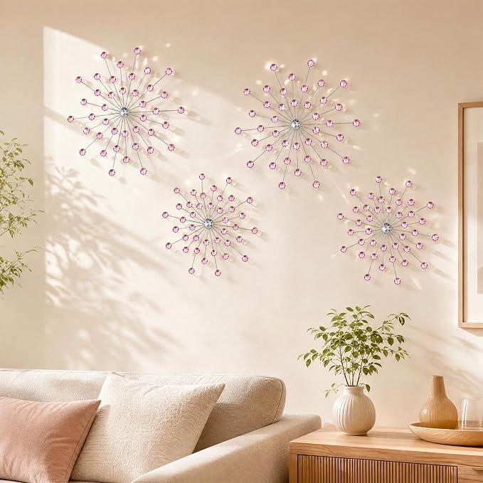 ZEXUIRU 4 Set Silver Starburst Wall Art - Image 2