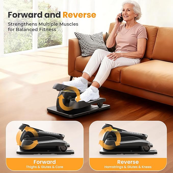 Under Desk Elliptical Machine, Ellipse Leg Exerciser as Seen on TV for Seniors with Remote Control & 12 Manual & Auto Mode, Low-Impact Quiet Portable Electric Seated Pedal Exerciser for Home Office