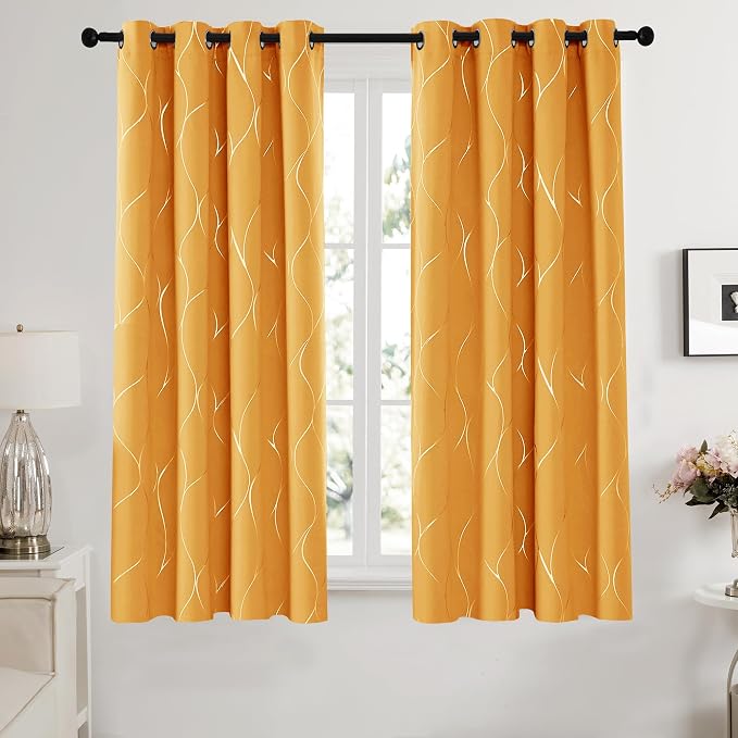 Deconovo Curtains for Living Room, Pattern Blackout Curtains 45 Inches Long | - Image 2