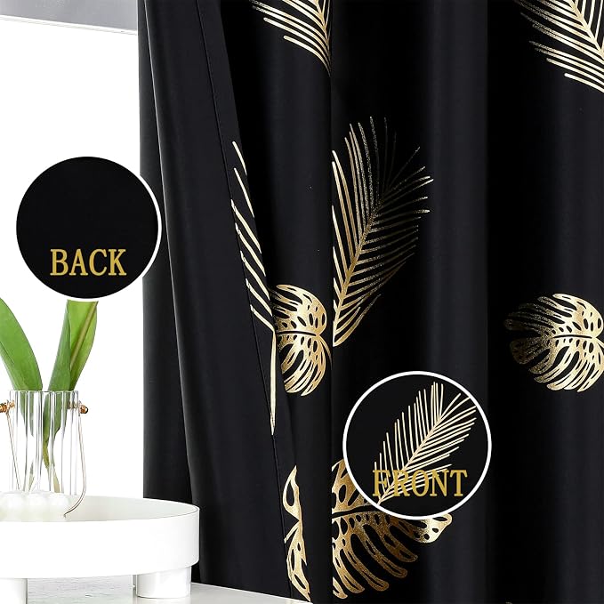 Blackout Curtains 84 Inches Long 2 Panels Room Divider Thermal Insulated Leaf - Image 3