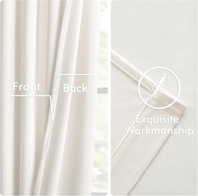 MIULEE Velvet Curtains 50W x 102L 2 Panels Ivory Blackout Curtains | Luxury - Image 6
