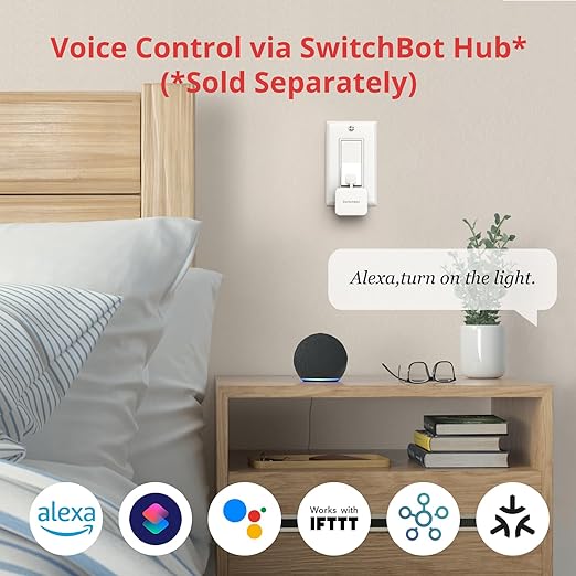 SwitchBot Bot White & Hub Mini Kit: Automate IR Devices & Physical Switches with Alexa/Google Voice Control, App Scenes & Timers.