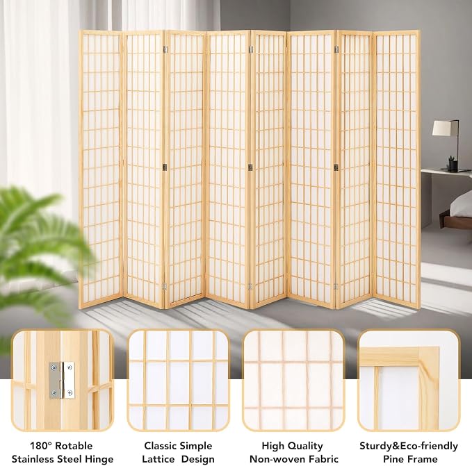 Room Divider Scree 8 Panel, 6Ft Folding Privacy Screen - Image 5