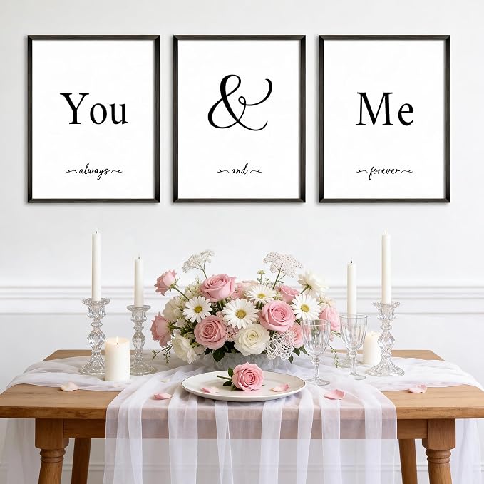 Houmury Set of 3 Framed Wall Decor Farmhouse Wall Art You & Me Always and by Houmury