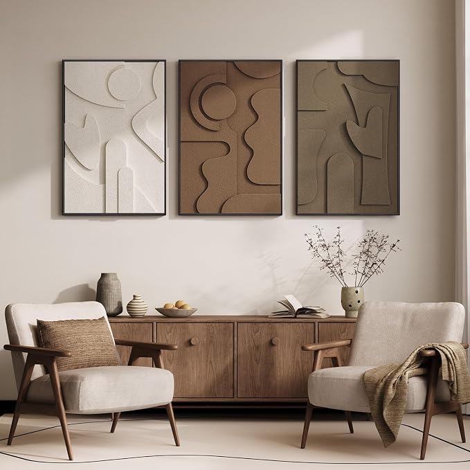 Large 3D Textured Framed Neutral Abstract Wall Art - Image 5