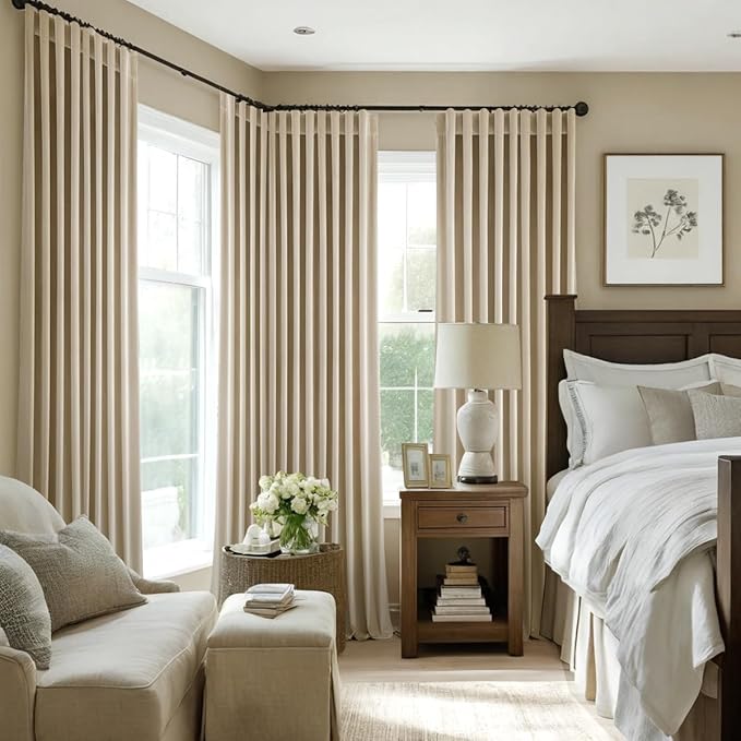 MIULEE Velvet Curtains 52x108 inches 2 Panels Beige Blackout Curtains | Luxury - Image 5