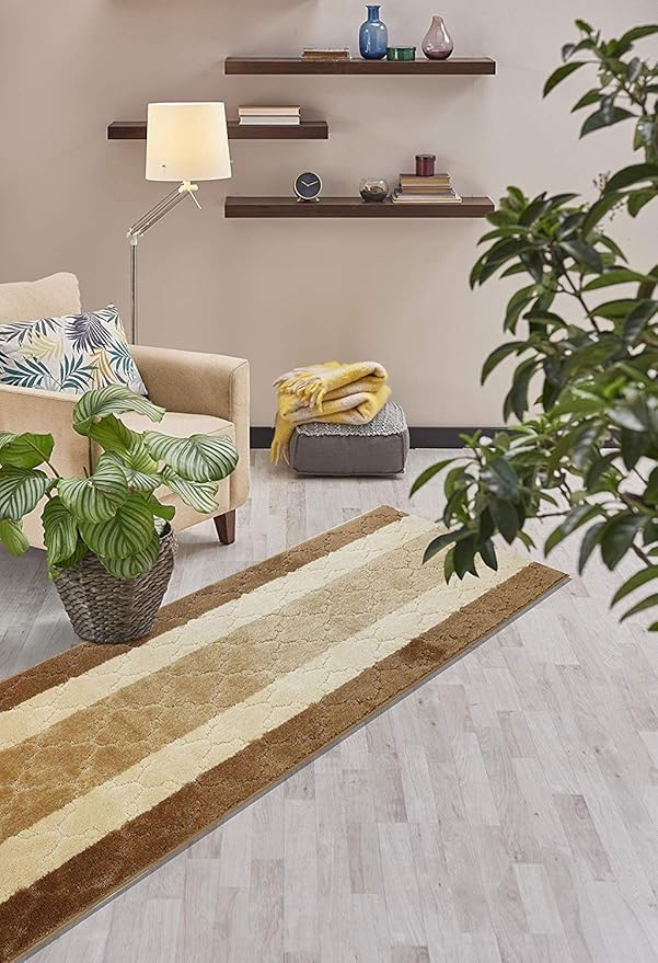14 Ft Long Beige Kitchen Hallway Runner Rug, Non-Slip Washable 26" X 14' Rubber Backed Carpet, Custom Size Floor Mat for Entryway Stairs Bedroom Bathroom Laundry Room