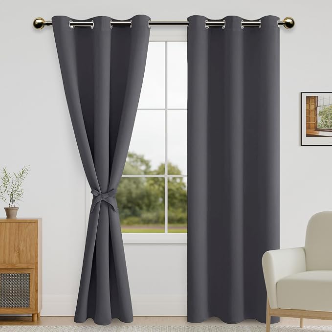DWCN Dark Grey Blackout Curtains by DWCN
