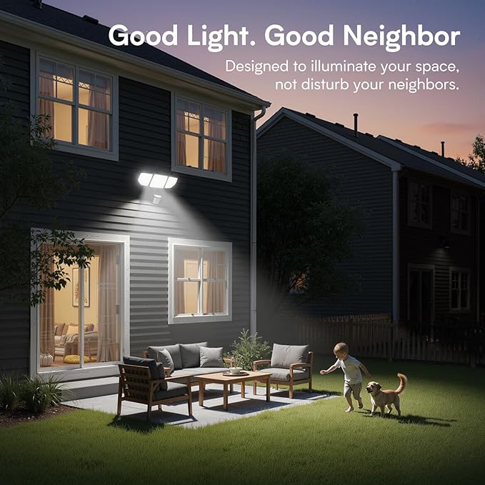 Meloght 65W 6500LM Flood Lights Outdoor Motion Sensor, Hardwired Security Floodlights 6500K IP65 Waterproof, Dusk to Dawn Lighting Outside, Black 1 Pack