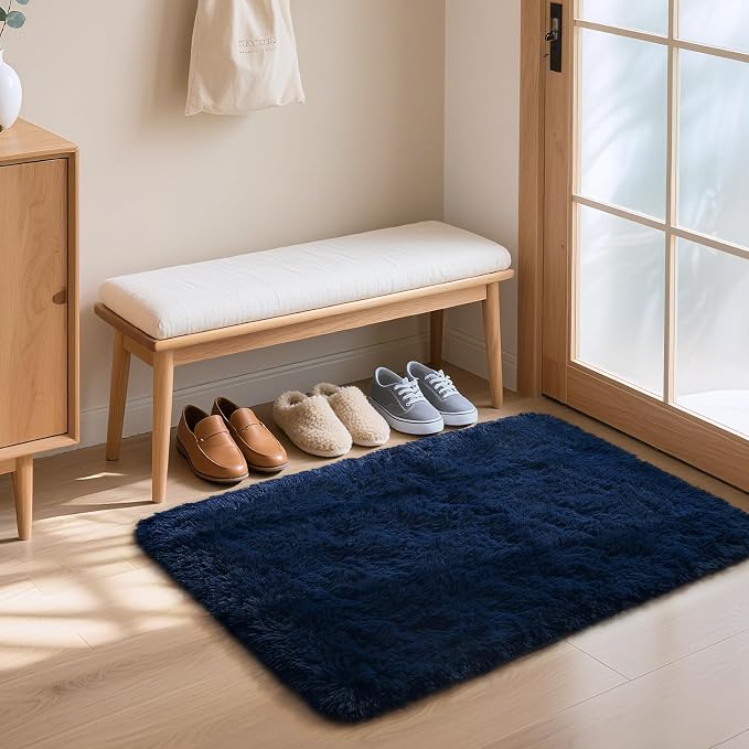 HOMORE Small Rugs for Bedroom 2x3 Navy Blue Rug for Bedside Living Room | Soft - Image 4