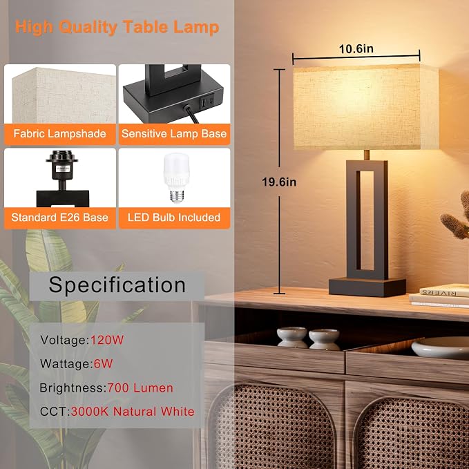 Nightstand Table Lamps for Bedrooms Set of 2 - Image 7