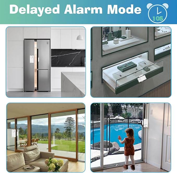HENDUN Upgraded Door Alarm for Home Security,Pool Alarm for Kids Safety, House Security Sensor,Door Chime with Delay,Wireless Doorbell Ring When Opened (2 Pack)