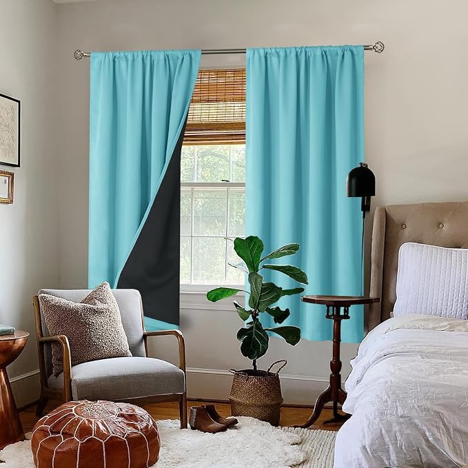 BGment Aqua 100% Blackout Curtains - Image 2