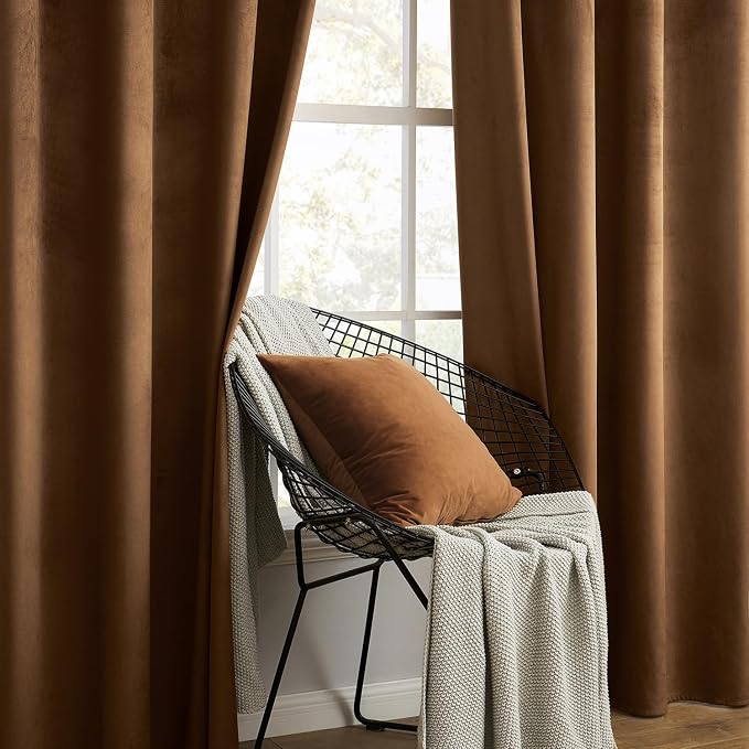 MIULEE Velvet Curtains Chocolate Brown 52 x 108 Inch Length Set of 2 | Extra - Image 6