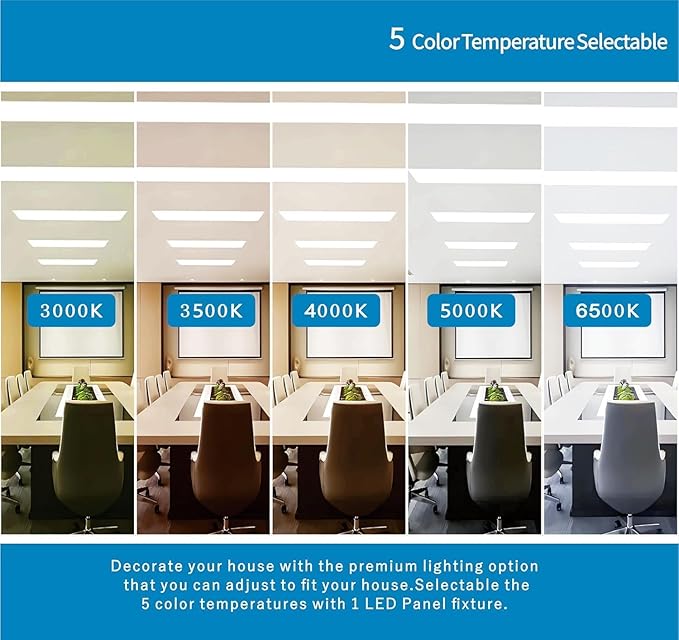 2x4 FT LED Light Flat Panel, 5 CCT 3K | 3.5K | 4K | 5K | 6.5K, 40-72W, Dimmable Recessed Drop Ceiling Lights, 3750/5000/6250/7500/9000 Lumens, Lay in Fixture for Office, 120-277V, UL DLC(2 Pack)