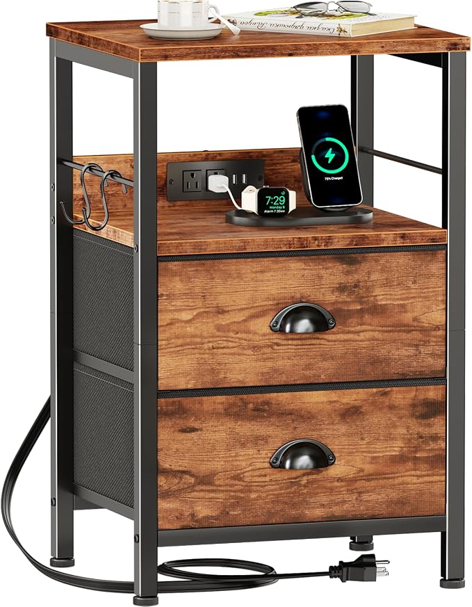 Nightstand with Charging Station by Furologee