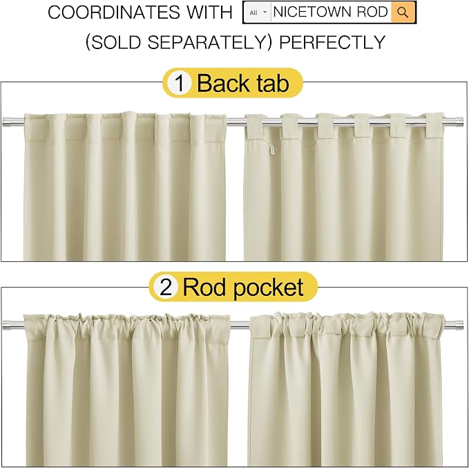 NICETOWN Small Window Curtains for Kitchen, Home Decoration Room Darkening - Image 4