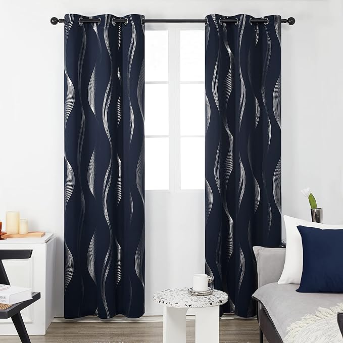 Deconovo Curtains for Living Room, Pattern Blackout Curtains 63 Inches Long | - Image 2