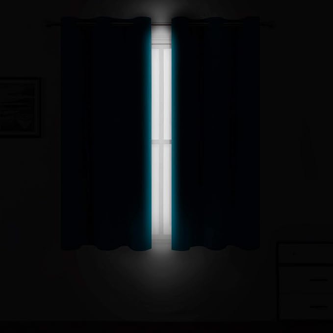 Teal/Turquoise Blackout Curtains/42 x 63 Inch Length Kids Curtains/Set of 2 - Image 3
