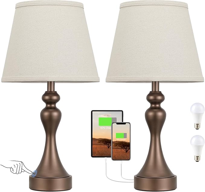 Touch Lamps for Nightstand, 3 Way Dimmable Bedside Lamps - Image 8