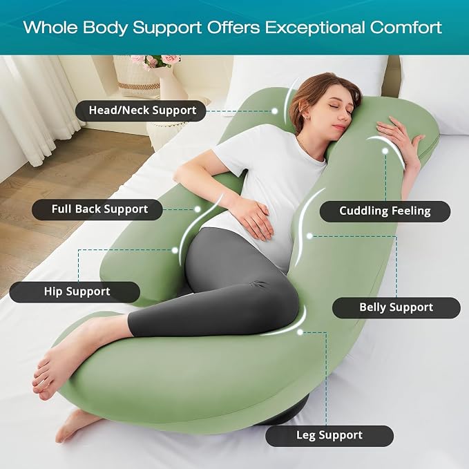 Cooling Pregnancy Pillows for Sleeping, Down Alternative, Removable Cover - Image 2