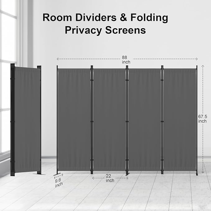 Privacy Screen Room Divider as Dressing Screen 4 Panel Wall Room Divider - Image 2
